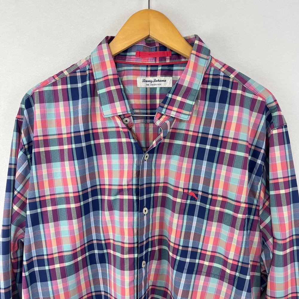 Tommy Bahama Performance Shirt Siesta Key Melbourne Madras Plaid Mens 2X - Picture 1 of 15